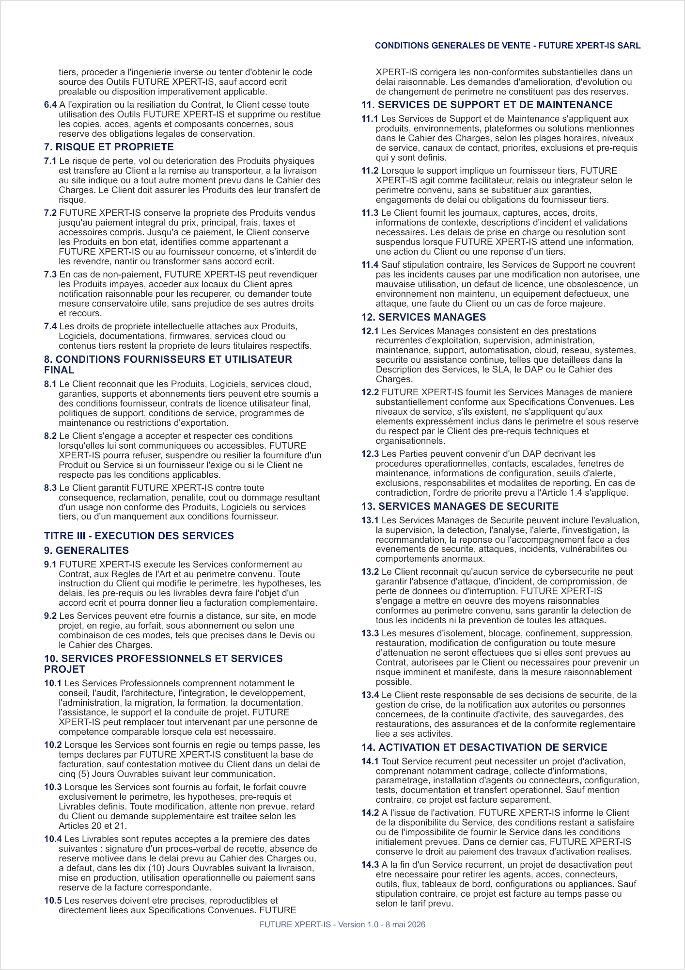 Conditions generales de vente FUTURE XPERT-IS SARL - page 3 sur 7